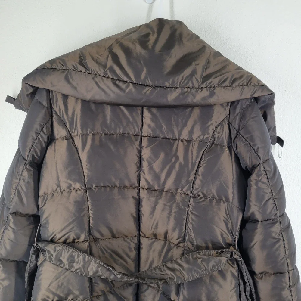 Weekend Max Mara Puffer Coat Belted Shawl Collar Puffy Goose Down Jacket Brown M